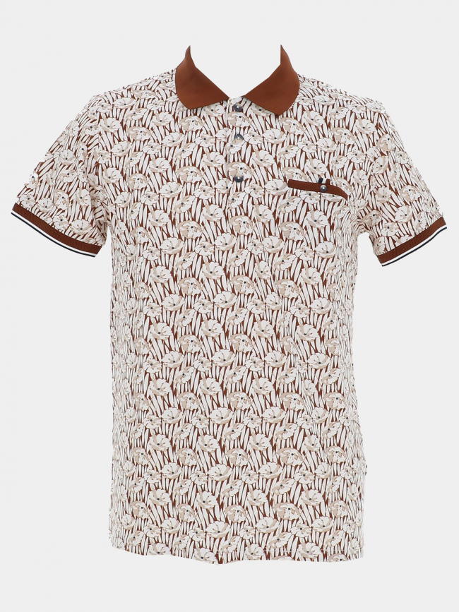 Polo imprimé groove marron blanc homme - Benson & Cherry