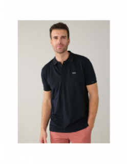 Polo uni stanley bleu marine homme - Deeluxe