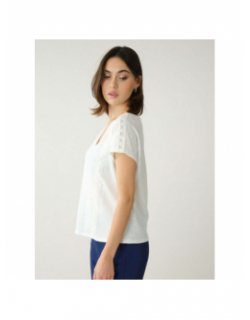 T-shirt col v nara blanc femme - Deeluxe