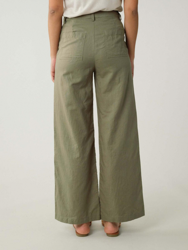 Pantalon ample en lin sohana kaki femme - Deeluxe