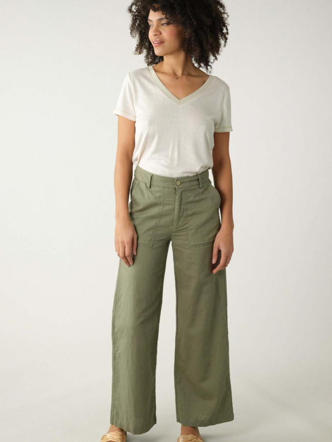 Pantalon ample en lin sohana kaki femme - Deeluxe