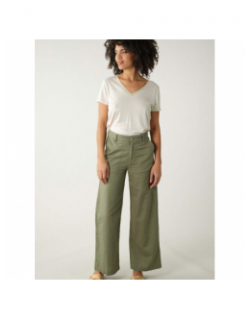 Pantalon ample en lin sohana kaki femme - Deeluxe