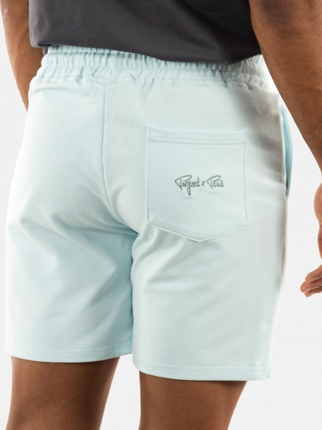 Short jogging logo brodé uni bleu ciel homme - Project X Paris