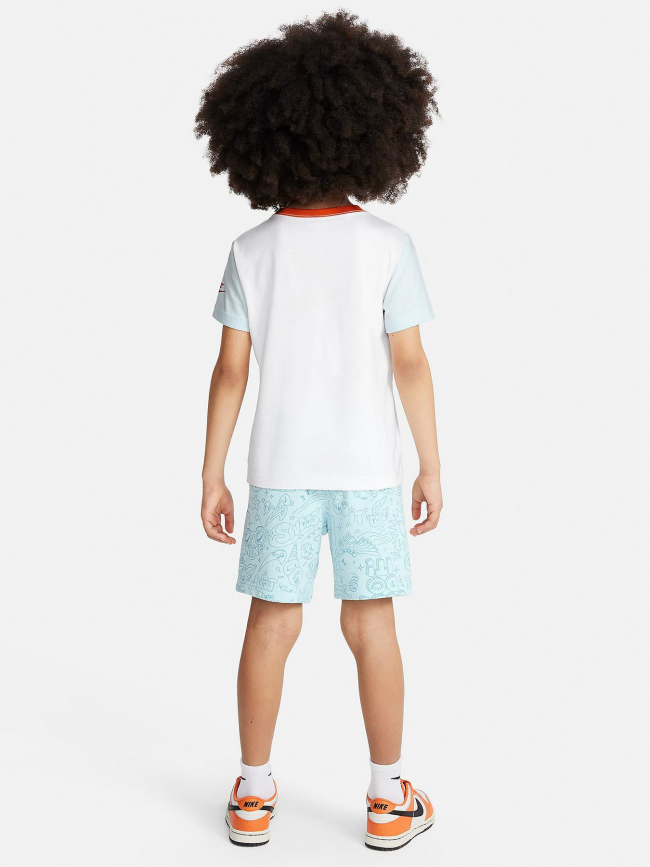 Ensemble short t-shirt dessins bleu blanc enfant - Nike