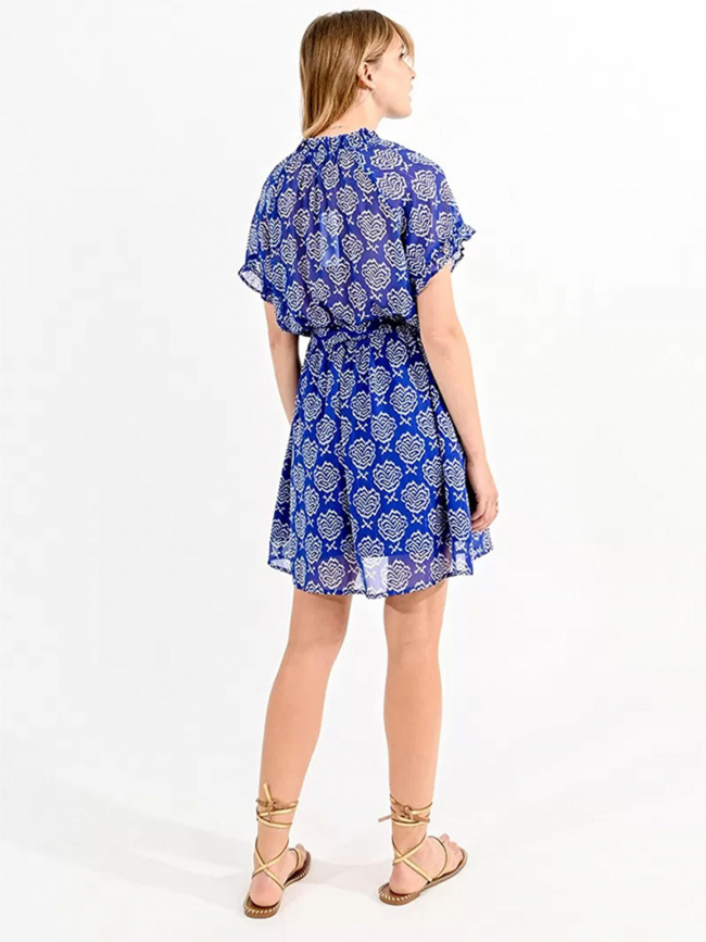 Robe courte imprimés mathild bleu femme - Molly Bracken