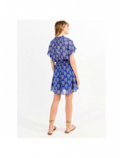 Robe courte imprimés mathild bleu femme - Molly Bracken