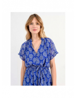 Robe courte imprimés mathild bleu femme - Molly Bracken