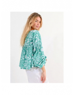 Blouse ample floral turquoise femme - Molly Bracken