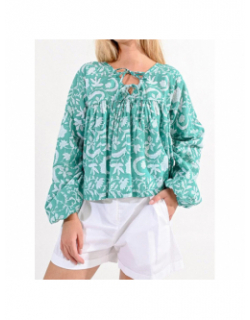 Blouse ample floral turquoise femme - Molly Bracken