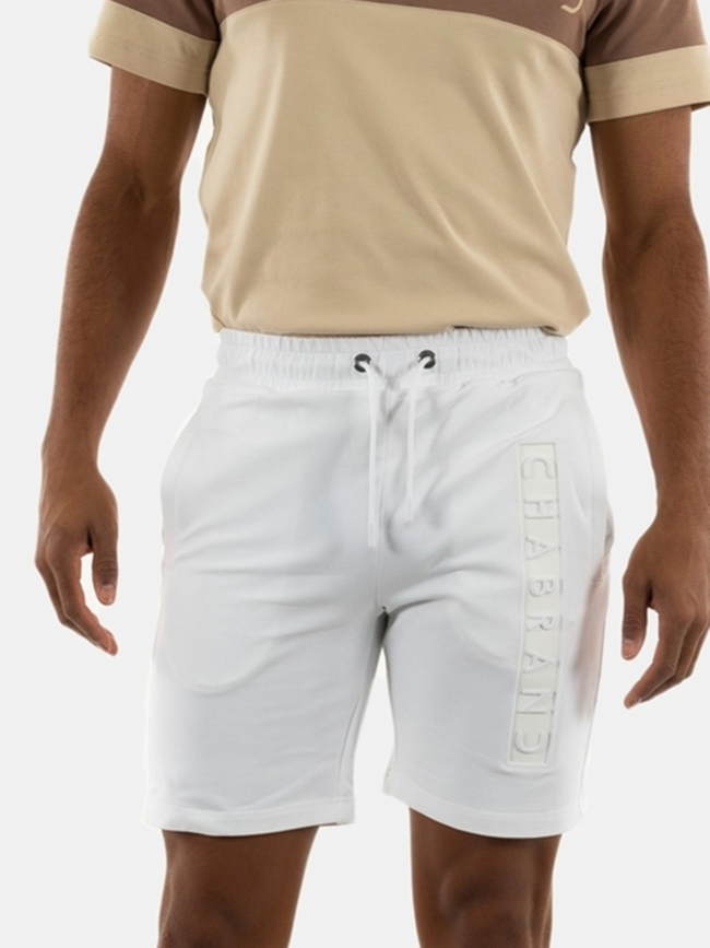 Short jogging logo relief blanc homme - Chabrand