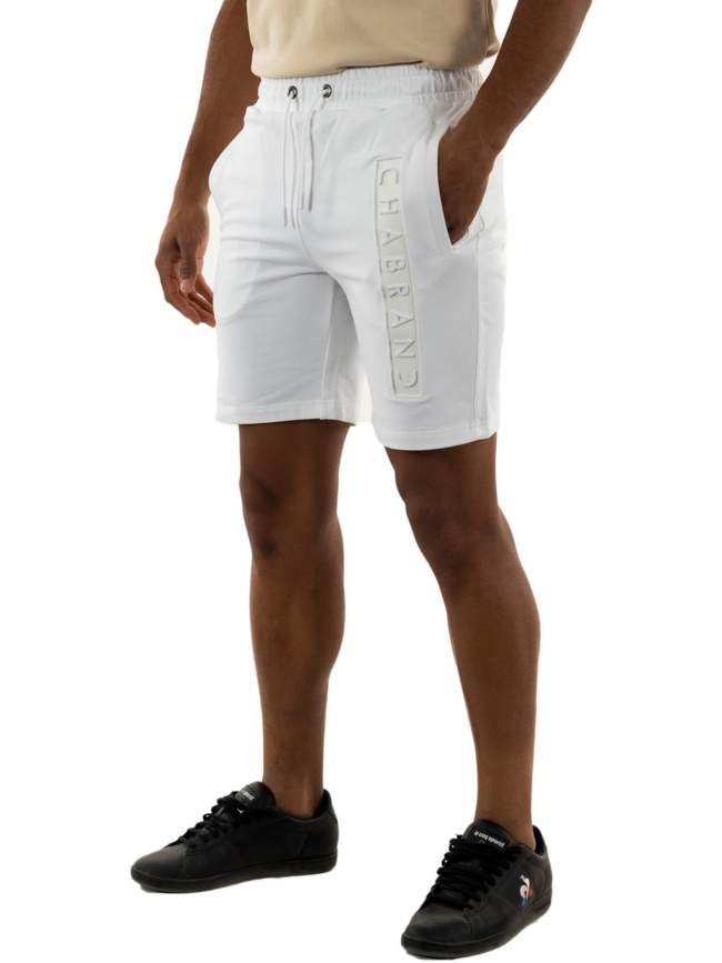 Short jogging logo relief blanc homme - Chabrand