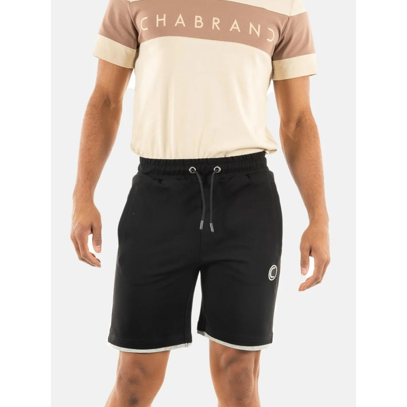 Short jogging logo noir blanc homme - Chabrand