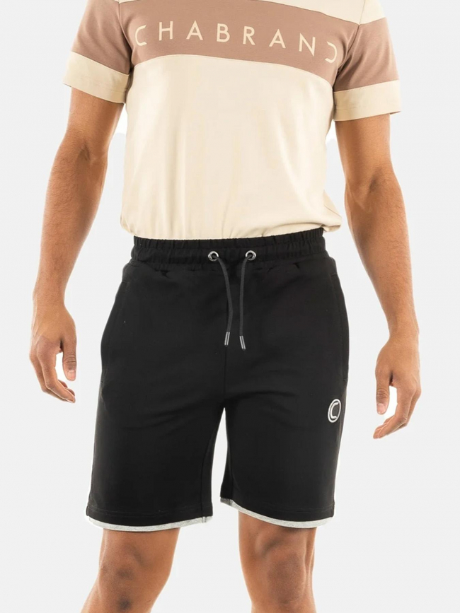 Short jogging logo noir blanc homme - Chabrand