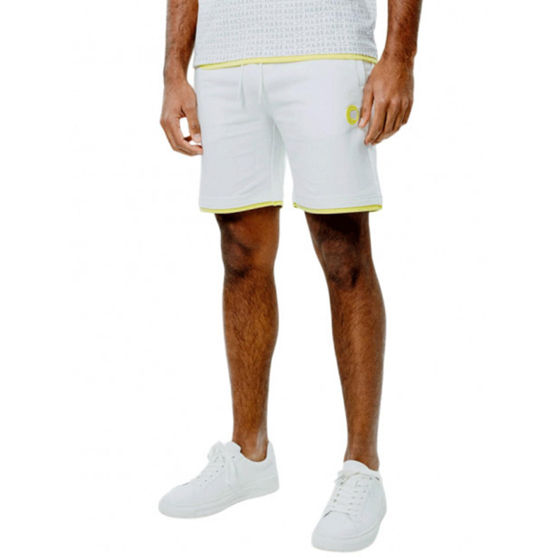 Short jogging logo blanc jaune homme - Chabrand