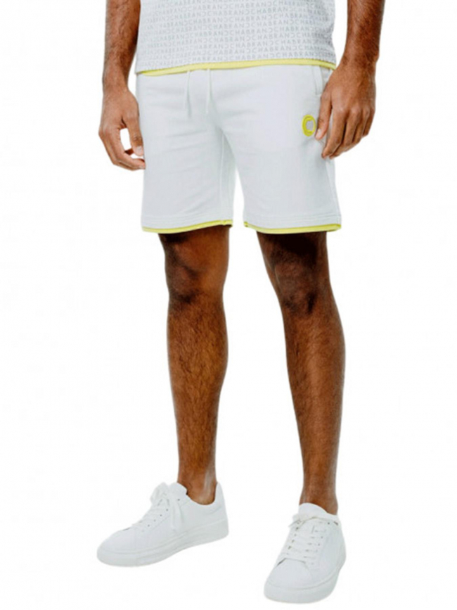 Short jogging logo blanc jaune homme - Chabrand