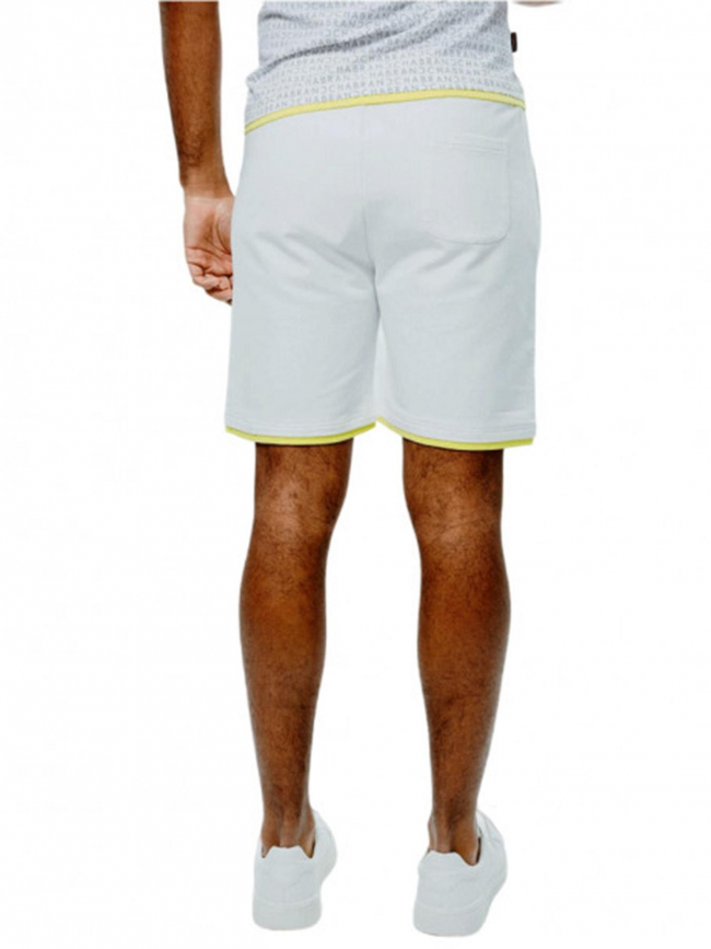 Short jogging logo blanc jaune homme - Chabrand