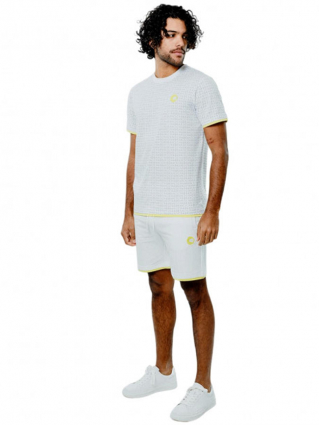 Short jogging logo blanc jaune homme - Chabrand