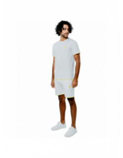 Short jogging logo blanc jaune homme - Chabrand