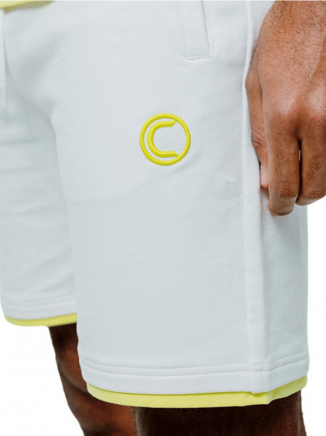 Short jogging logo blanc jaune homme - Chabrand