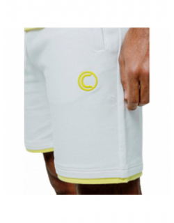 Short jogging logo blanc jaune homme - Chabrand