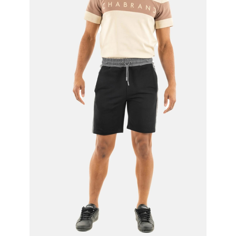 Short jogging bicolore logo noir gris homme - Chabrand