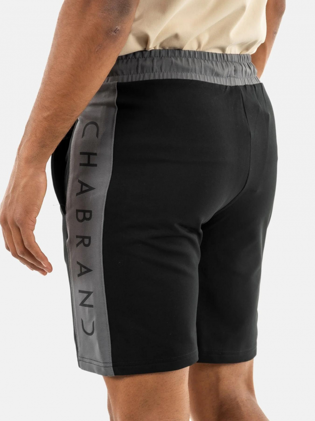 Short jogging bicolore logo noir gris homme - Chabrand