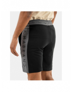 Short jogging bicolore logo noir gris homme - Chabrand