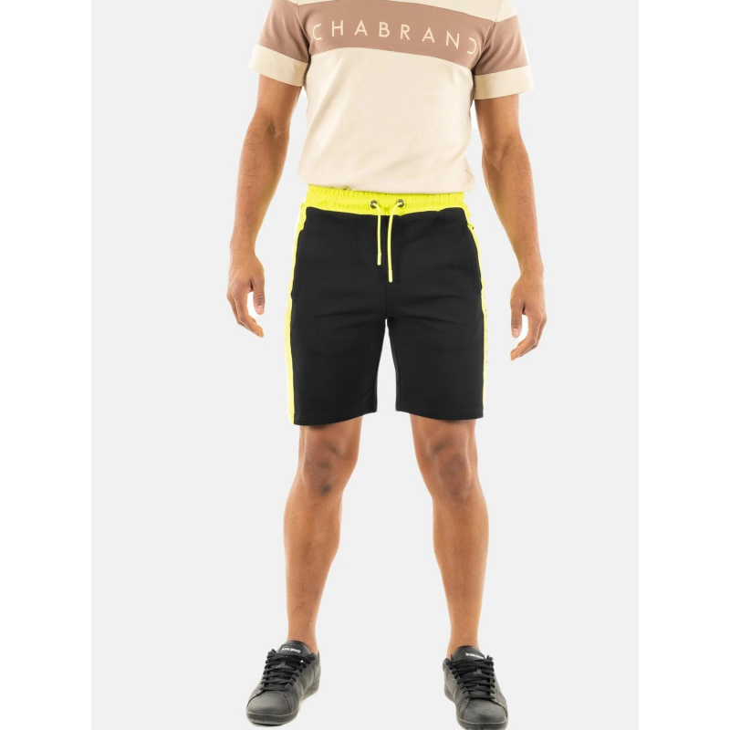 Short jogging logo noir jaune homme - Chabrand