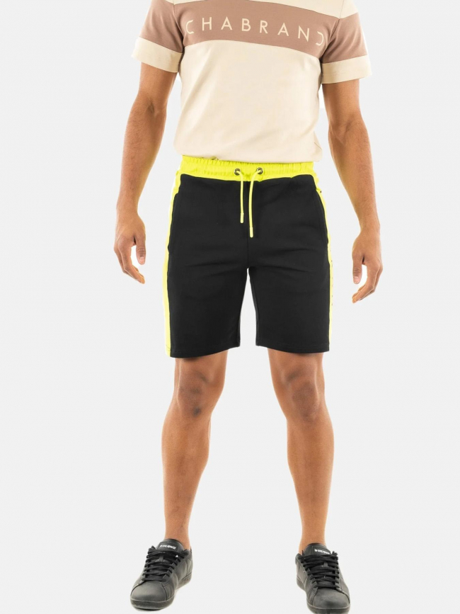 Short jogging logo noir jaune homme - Chabrand