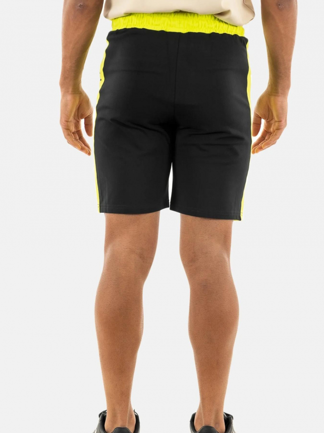 Short jogging logo noir jaune homme - Chabrand