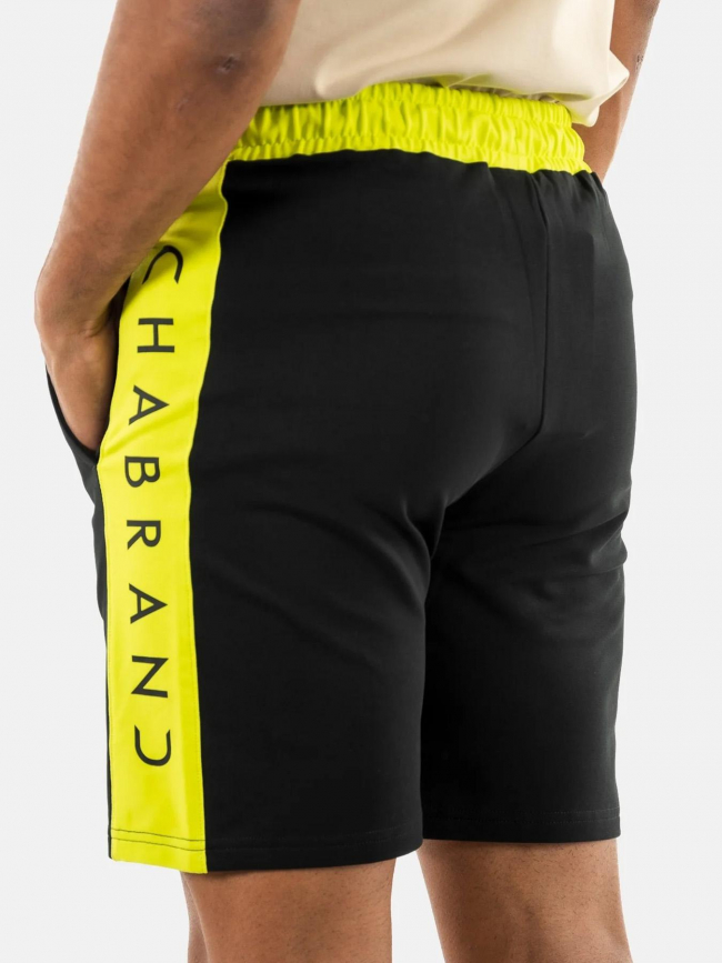 Short jogging logo noir jaune homme - Chabrand