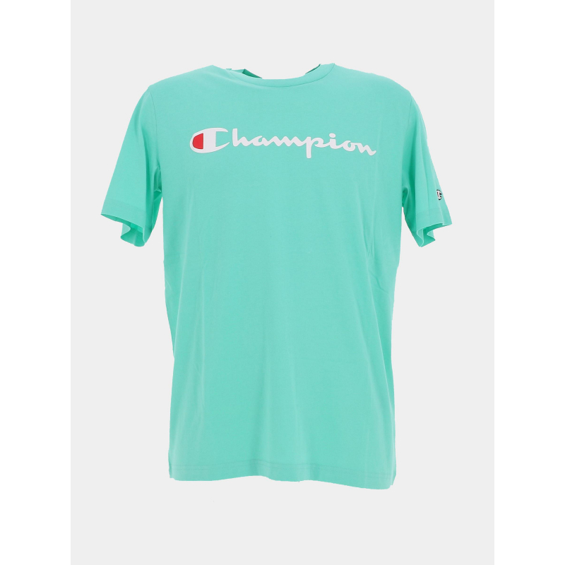 T-shirt crewneck logo  vert d'eau homme - Champion