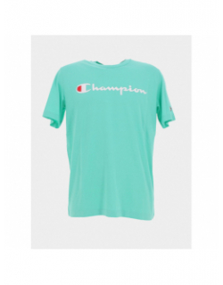 T-shirt crewneck logo  vert d'eau homme - Champion