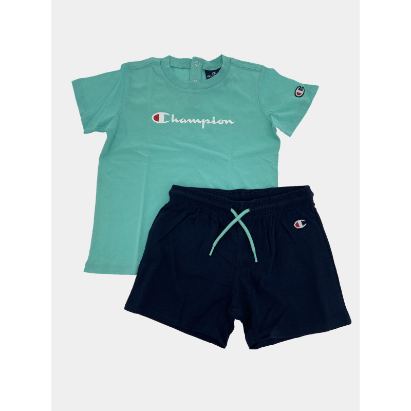 Ensemble t-shirt short bleu turquoise enfant - Champion