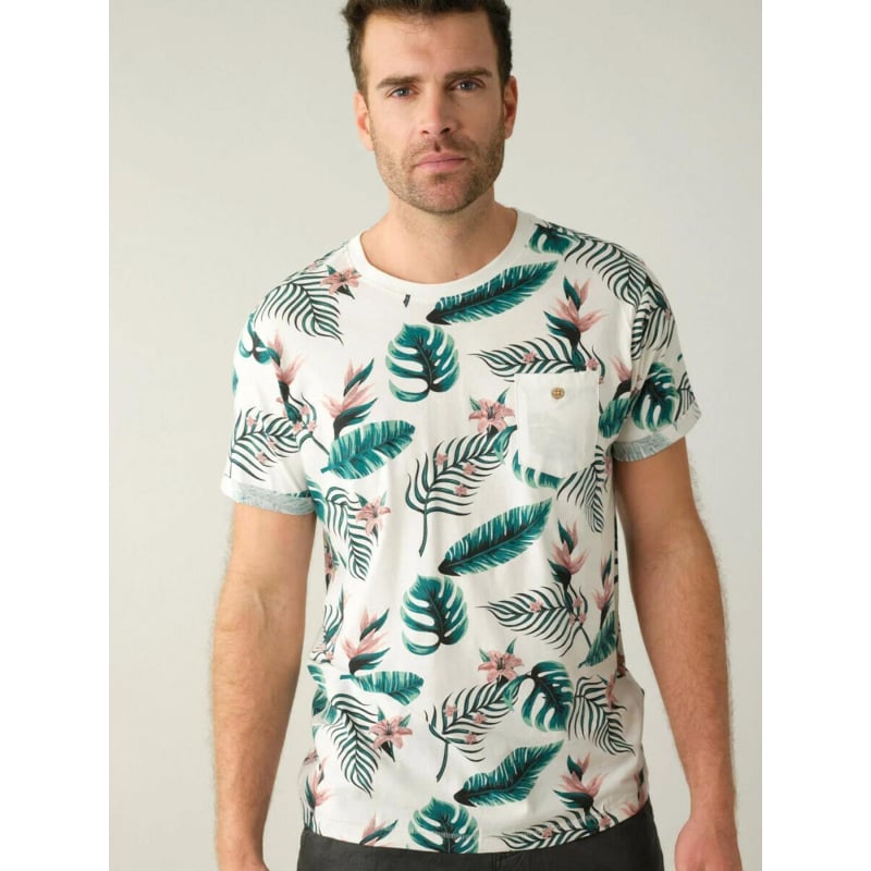 T-shirt nubie imprimé floral blanc homme - Deeluxe