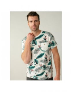 T-shirt nubie imprimé floral blanc homme - Deeluxe