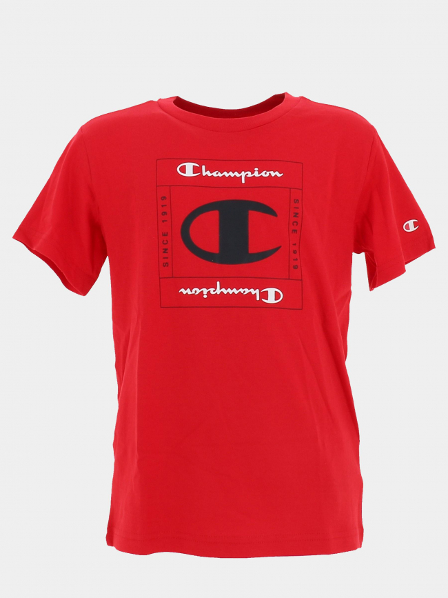 T-shirt crewneck logo noir rouge enfant - Champion