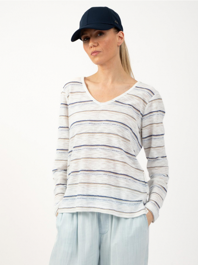 Pull fin rayé dieci blanc femme - Sun Valley