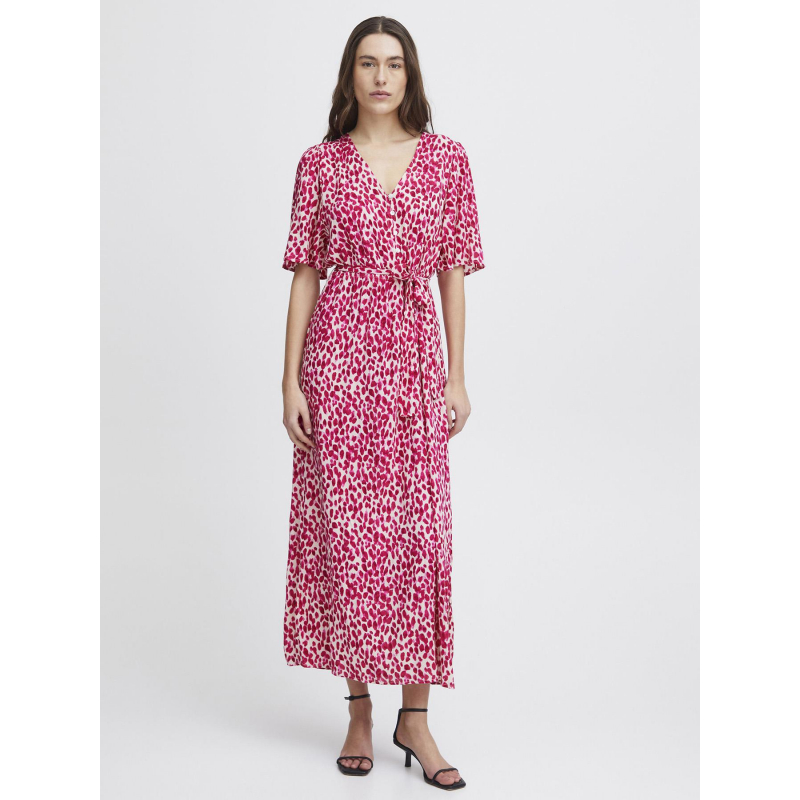 Robe mi-longue marrakech imprimés rose femme - Ichi