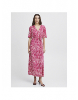 Robe mi-longue marrakech imprimés rose femme - Ichi