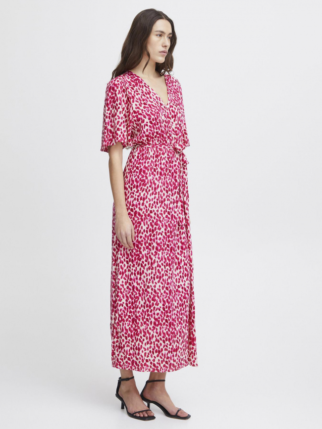 Robe mi-longue marrakech imprimés rose femme - Ichi