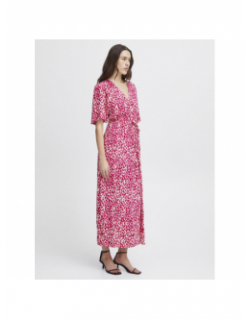 Robe mi-longue marrakech imprimés rose femme - Ichi