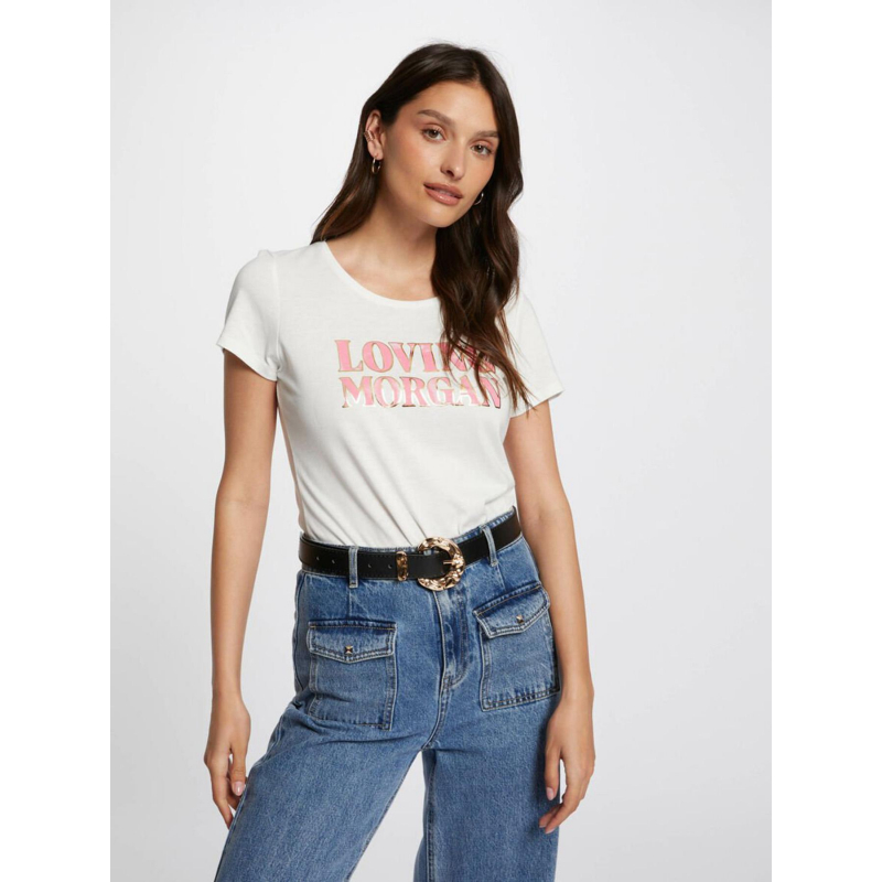 T-shirt loven blanc femme - Morgan