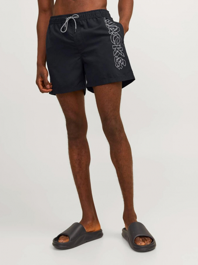 Short de bain fiji double logo noir homme - Jack & Jones