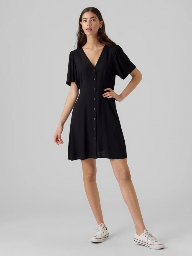 Robe courte boutonnée alba noir femme - Only