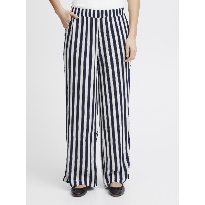 Pantalon fluide rayé marrakech bleu marine femme - Ichi