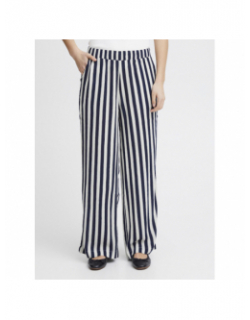 Pantalon fluide rayé marrakech bleu marine femme - Ichi