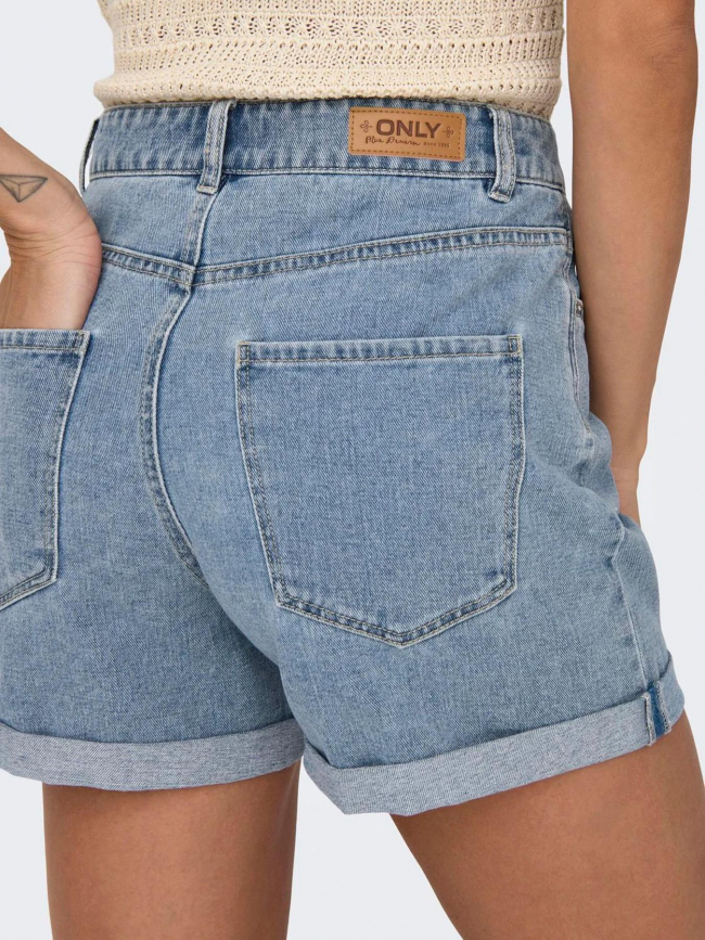 Short mom taille haute vega bleu clair femme - Only