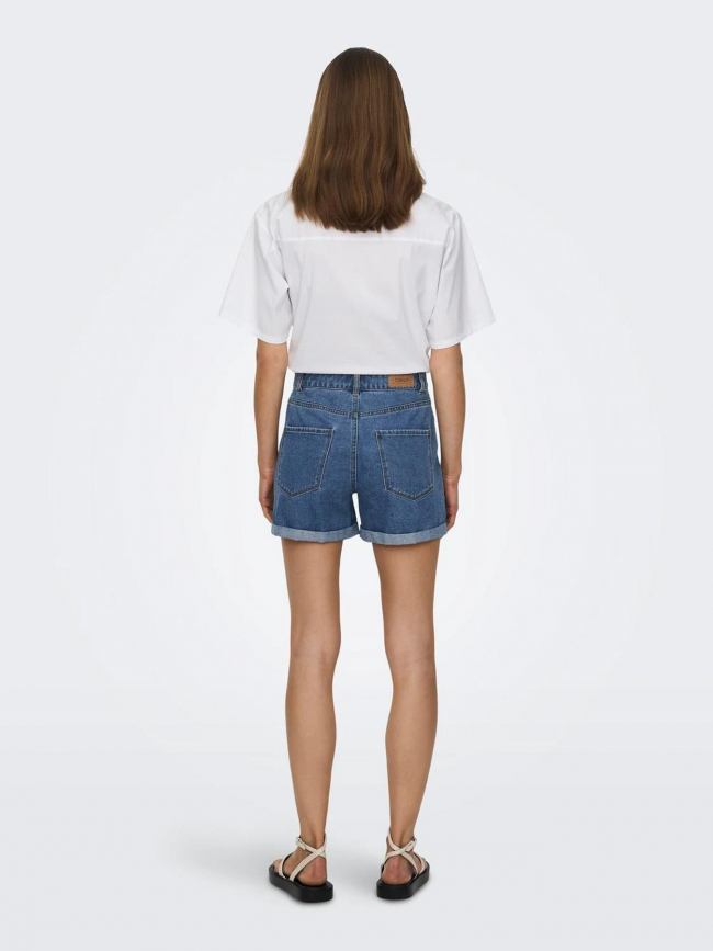 Short en jean mom taille haute vega bleu femme - Only