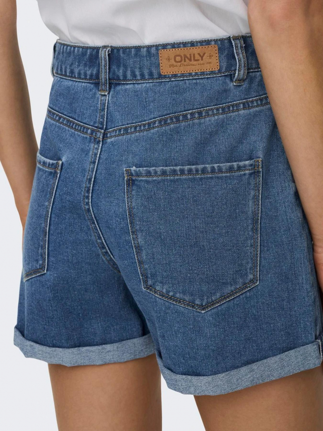 Short en jean mom taille haute vega bleu femme - Only